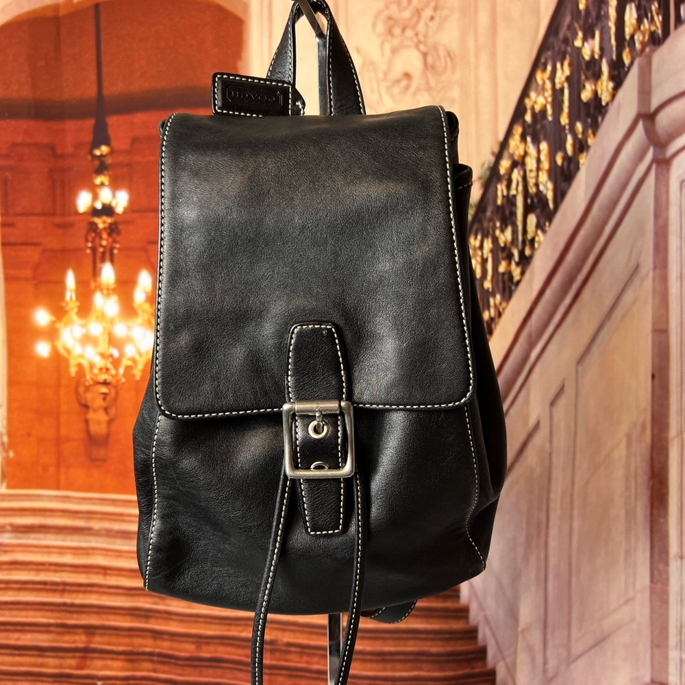 Coach Black Leather Backpack